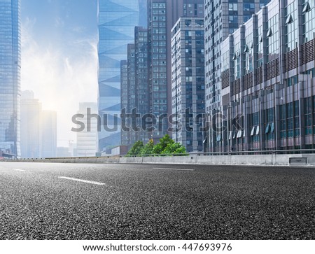 City building street scene and road surface