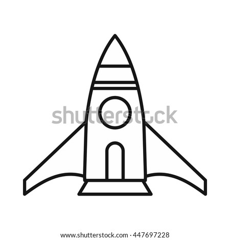 Rocket icon in outline style isolated on white background