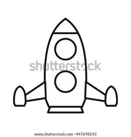 Rocket icon in outline style isolated on white background