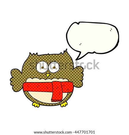 freehand drawn comic book speech bubble cartoon cute owl