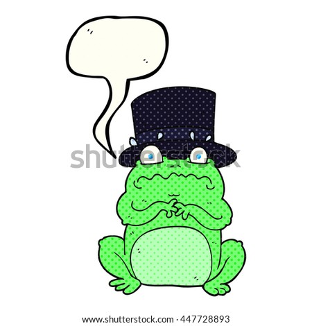freehand drawn comic book speech bubble cartoon wealthy toad