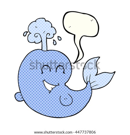freehand drawn comic book speech bubble cartoon whale spouting water