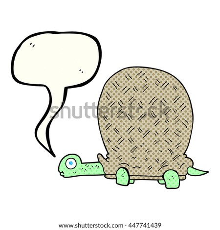 freehand drawn comic book speech bubble cartoon tortoise