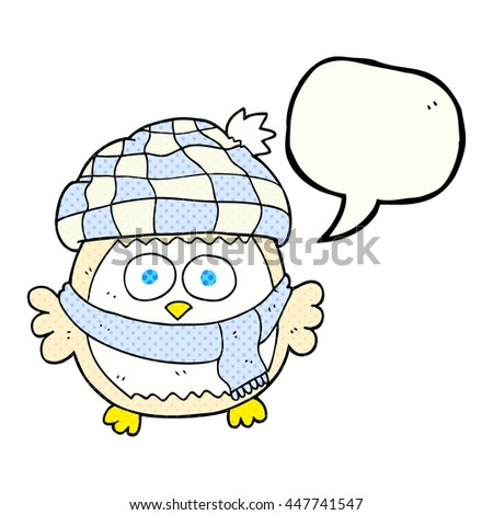 freehand drawn comic book speech bubble cartoon cute little owl