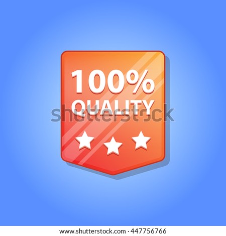 100% Quality red label. Vector illustration.
