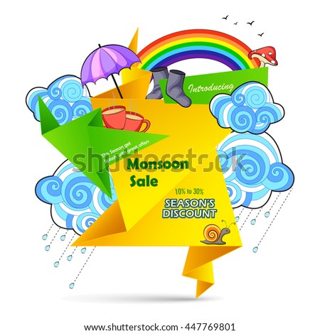 vector illustration of Happy Monsoon Sale Offer promotional and advertisement banner