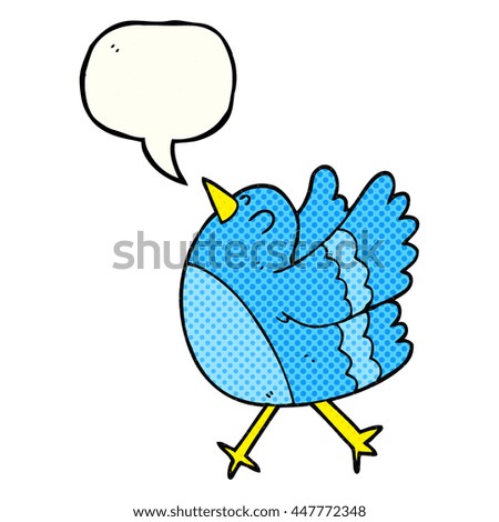 freehand drawn comic book speech bubble cartoon happy bird