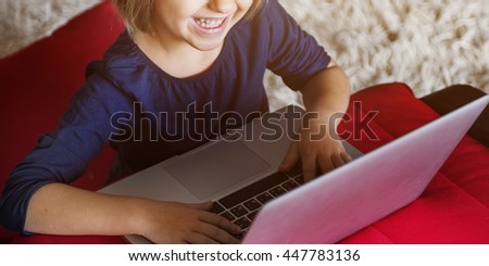 Girl Laptop Technology Networking Connection Online Concept