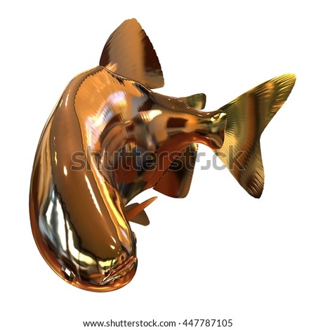 3D Illustration Golden Fish