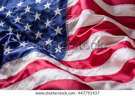 Close-up American flag studio shot.