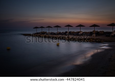 Sunrise over the sea at Zakythos. Ionian Sea. Long exposure photography