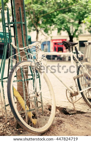 Vintage bicycle in a street in Paris