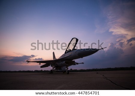 F16 with twilight sky Royalty-Free Stock Photo #447854701