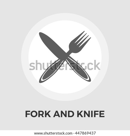 Knife and fork flat icon isolated on the white background.