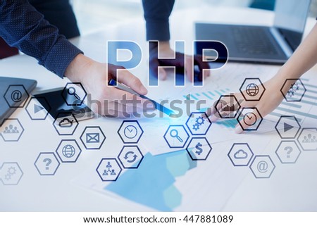 Peoples working in office. PHP concept. 