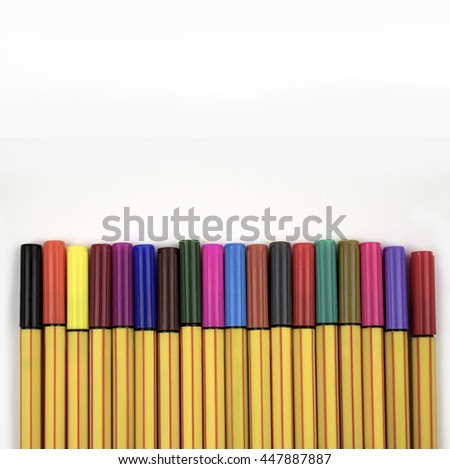 Fine liner pens on white background