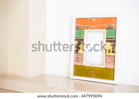 Old wooden photo frame decoration interior of room
