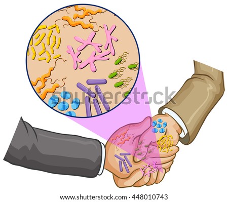 Bacteria when shaking hands illustration