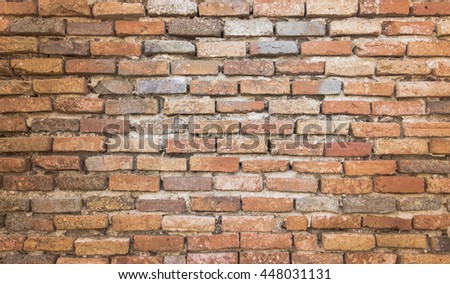 red brick wall texture grunge background with vignetted corners to interior design  