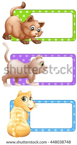 Square labels with cute cats illustration