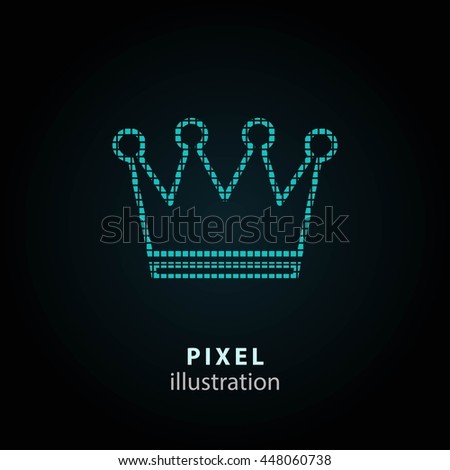 Crown - pixel icon. Vector Illustration. Design logo element. Isolated on black background. It is easy to change to any color.
