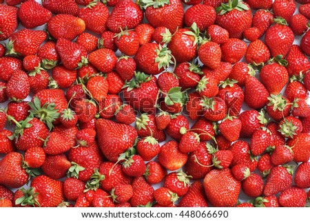 Fresh perfect strawberry. Top view, High resolution product.