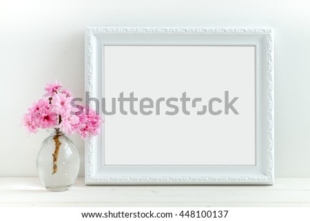 Pink Blossom styled stock photography with white frame for your own business message, promotion, headline, or design, great for blogging and social media