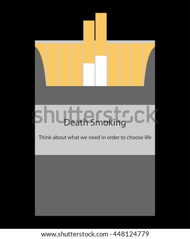 A pack of cigarettes. Death Smoking. Stop Smoking. Smoking kills. Black background.