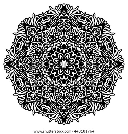 Vector round abstract circle. Mandala style for tattoo or adult coloring books