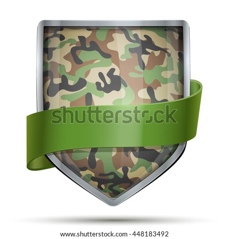 Shield with Camouflage. Editable Vector Illustration isolated on white background.