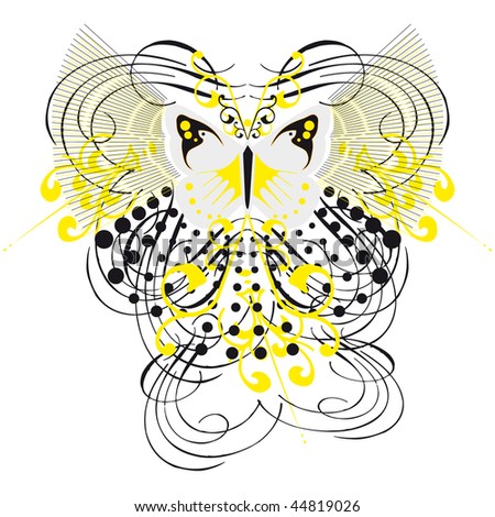 Abstract fantasy butterfly tattoo (Vector)