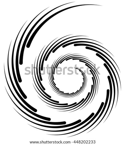Spiral element. Concentric swirling shape with lines rotating inwards. Helix, volute illustration.