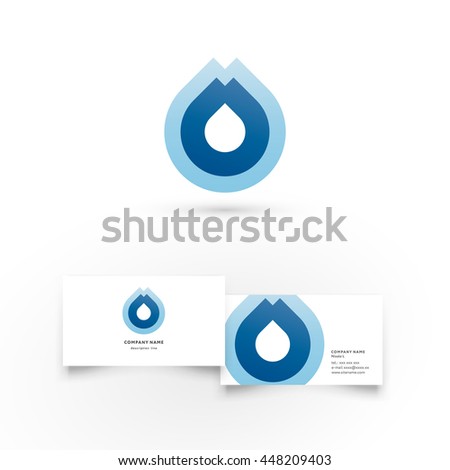 Modern icon design logo element with business card template. Best for identity and logotypes. Water drop.
