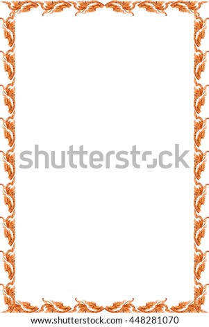Traditional thai style pattern frame on white background