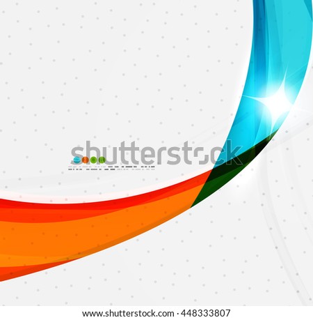 Shiny wave modern motion template - color curve stripes and lines in motion concept and with light and shadow effects. Presentation banner and business card message design template