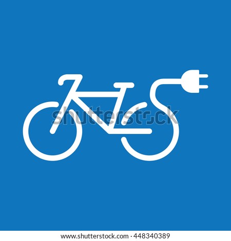 electro bicycle bike e-bike icon on blue background