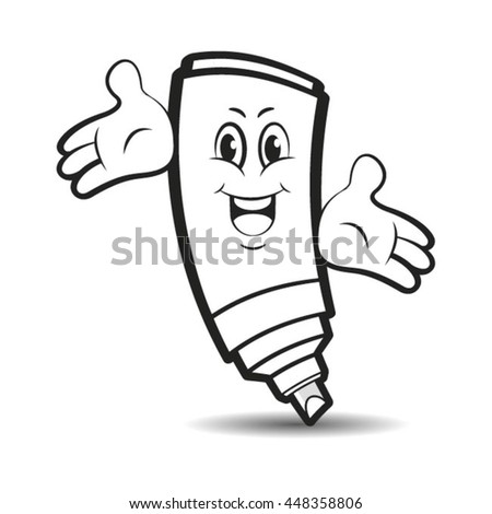 outlined happy marker pen cartoon-vector drawing