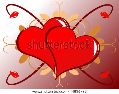 A geometric vector illustration with red gold hearts on a geometric background, useful for love,romance,valentines day