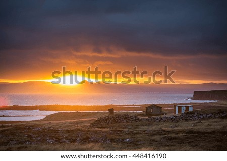 Sunrise View from ring road around Iceland, Western Iceland