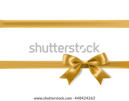 golden bow decoration on white. vector