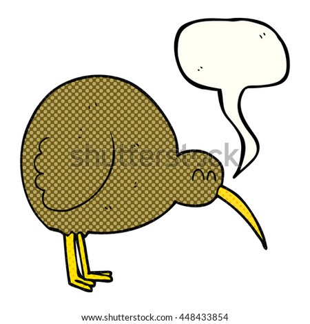 freehand drawn comic book speech bubble cartoon kiwi bird