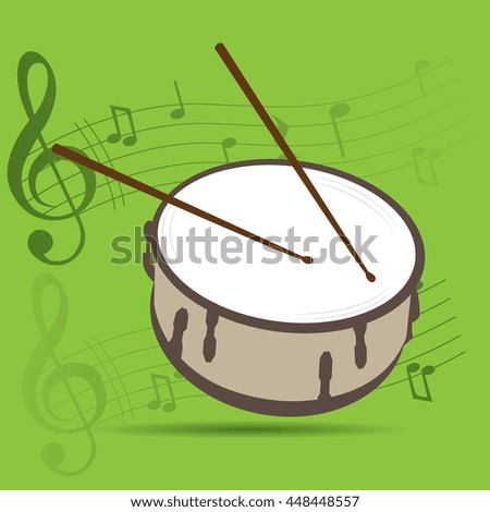 Percussion instrument, Isolated drum, Musical instrument, Vector illustration