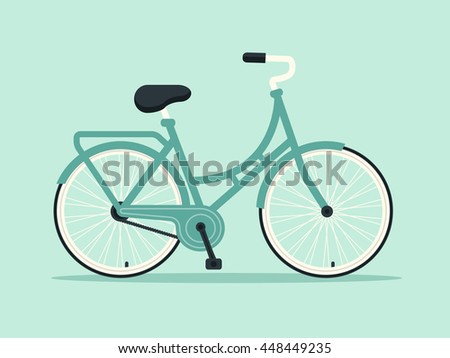 Vector Illustration of Blue Retro Bicycle. Flat Design Style.