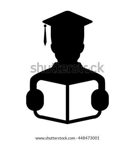 Student Icon Graduation With Book & Mortar Board Symbol Glyph Vector illustration