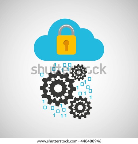 gear cloud security system icon vector illustration