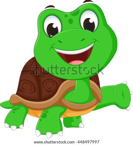 happy turtle cartoon waving