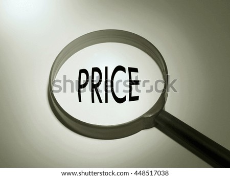 Magnifying glass with the word price