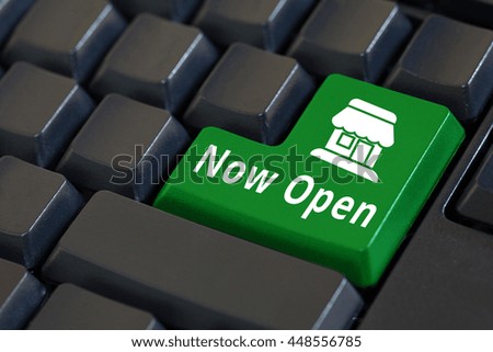 Now Open button with store icon on keyboard