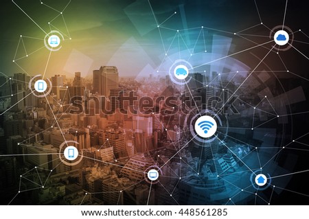 wired network concept icons, information communication technology, internet of things, abstract image visual