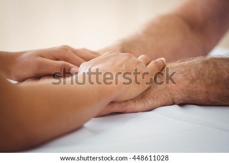 Focus on hands in a retirement home
